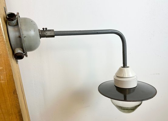 Industrial Factory Wall Light with Enamel Shade, 1960s-CGF-1720940