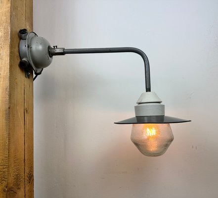 Industrial Factory Wall Light with Enamel Shade, 1960s-CGF-1720940