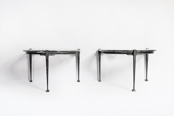 Industrial Forged Bronze Cast Glass Tables by Lothar Klute for Lothar Klute, Germany, 1990s, Set of 2-RTX-2017526