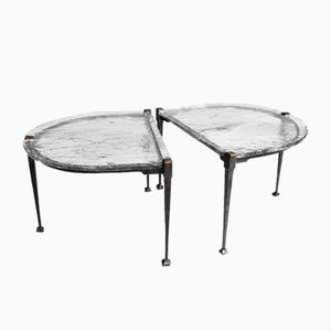 Industrial Forged Bronze Cast Glass Tables by Lothar Klute for Lothar Klute, Germany, 1990s, Set of 2-RTX-2017526