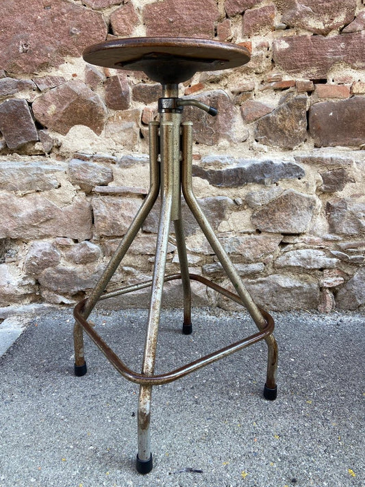 /industrial French Drawer Stool, 1950s