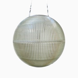 Industrial French Glass Hanging Lamp from Holophane, 1950s-JRP-839631