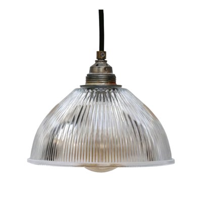 Industrial Glass Ceiling Lamp from Holophane, 1950s-BLS-1086825