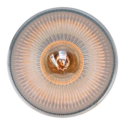 Industrial Glass Ceiling Lamp from Holophane, 1950s-BLS-1086825