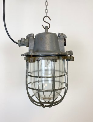 Industrial Gray Cast Iron Cage Pendant Light, 1960s-CGF-912934