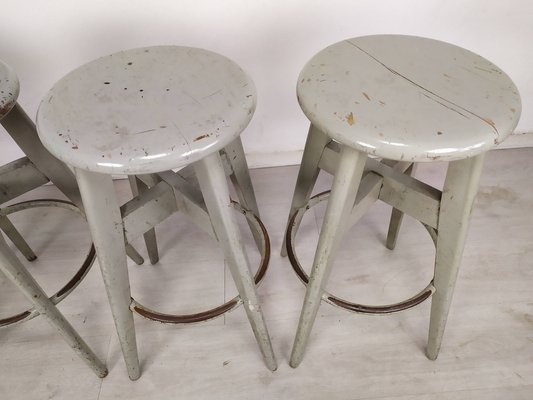 Industrial Gray Stools from Stella, 1950s, Set of 4-EAD-1742770