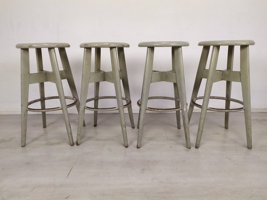 Industrial Gray Stools from Stella, 1950s, Set of 4-EAD-1742770