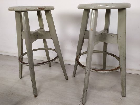 Industrial Gray Stools from Stella, 1950s, Set of 4-EAD-1742770