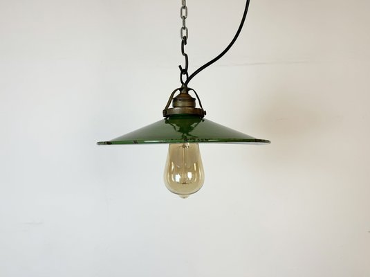 Industrial Green Enamel Ceiling Light, 1930s-CGF-1767584