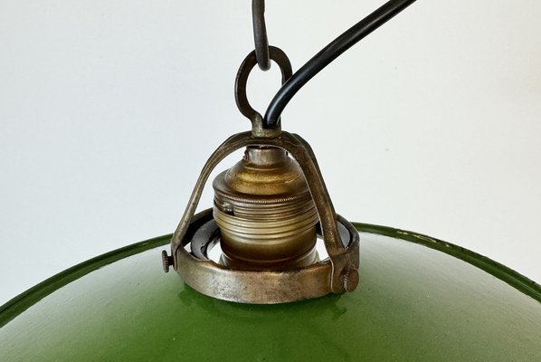 Industrial Green Enamel Ceiling Light, 1930s-CGF-1767584