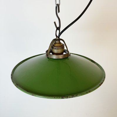 Industrial Green Enamel Ceiling Light, 1930s-CGF-1767584