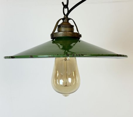 Industrial Green Enamel Ceiling Light, 1930s-CGF-1767584