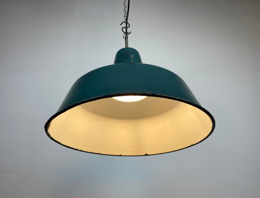 Industrial Green Enamel Factory Pendant Lamp, 1960s-CGF-1363965