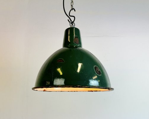 Industrial Green Enamel Factory Pendant Lamp, 1960s-CGF-1785078