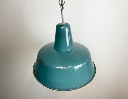 Industrial Green Enamel Factory Pendant Lamp, 1960s-CGF-1363965