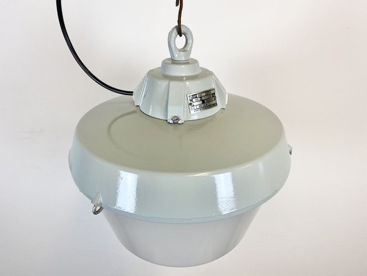 Industrial Grey Cast Aluminium Pendant Light, 1970s-CGF-789319