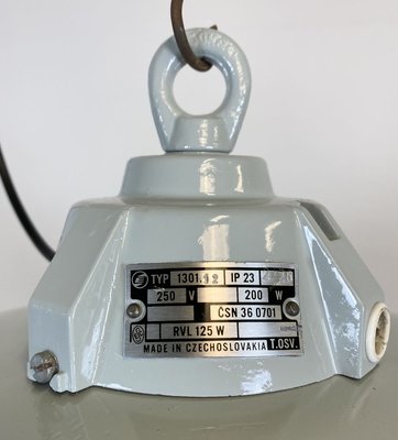 Industrial Grey Cast Aluminium Pendant Light, 1970s-CGF-789319