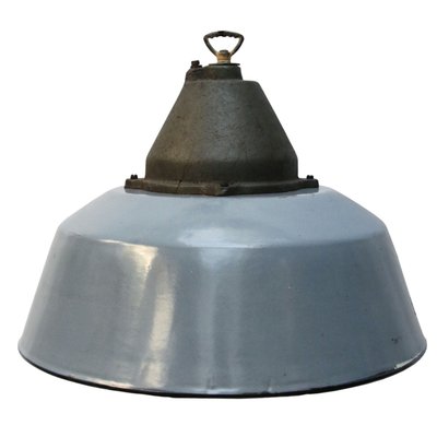 Industrial Grey Enamel & Cast Iron Pendant Lamp-BLS-1328837