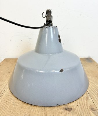 Industrial Grey Enamel Factory Pendant Lamp, 1960s-CGF-1733908