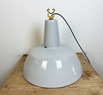 Industrial Grey Enamel Factory Pendant Lamp from Philips, 1960s-CGF-1746415