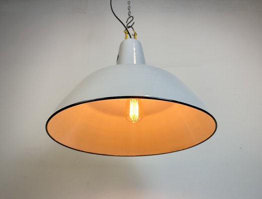 Industrial Grey Enamel Factory Pendant Lamp from Philips, 1960s-CGF-1746415