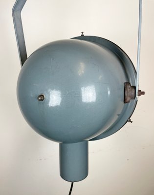 Industrial Grey Enamel Factory Spotlight Hanging Light with Glass Cover, 1950s-CGF-1440526