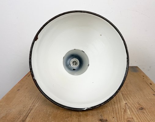 Industrial Grey Enamel Pendant Lamp from Polam, 1960s-CGF-1393523