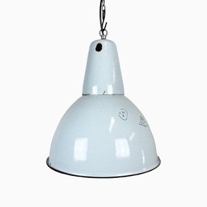 Industrial Grey Enamel Pendant Lamp from Polam, 1960s-CGF-1393523