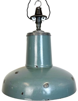 Industrial Grey Enamel Pendant Lamp from Siemens, 1930s-CGF-1767429