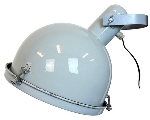 Industrial Grey Enamel Wall Lamp with Glass Cover, 1960s-CGF-1785095