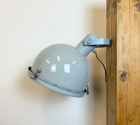 Industrial Grey Enamel Wall Lamp with Glass Cover, 1960s-CGF-1785095