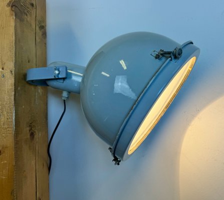 Industrial Grey Enamel Wall Lamp with Glass Cover, 1960s-CGF-1785095