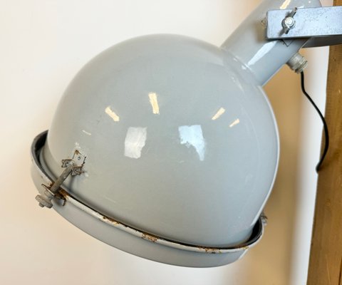 Industrial Grey Enamel Wall Lamp with Glass Cover, 1960s-CGF-1785095