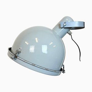 Industrial Grey Enamel Wall Lamp with Glass Cover, 1960s-CGF-1785095