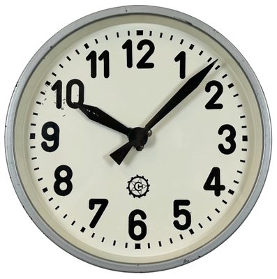 Industrial Grey Factory Wall Clock from Chronotechna, 1950s-CGF-1718281