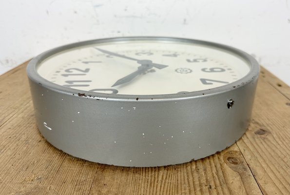 Industrial Grey Factory Wall Clock from Chronotechna, 1950s-CGF-1718281