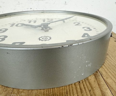 Industrial Grey Factory Wall Clock from Chronotechna, 1950s-CGF-1718281