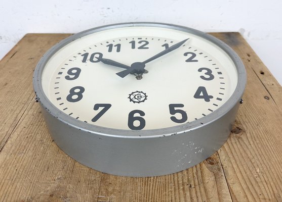 Industrial Grey Factory Wall Clock from Chronotechna, 1950s-CGF-1718281