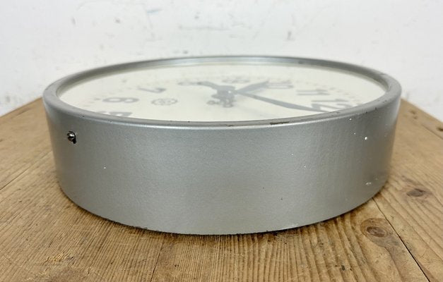 Industrial Grey Factory Wall Clock from Chronotechna, 1950s-CGF-1718281