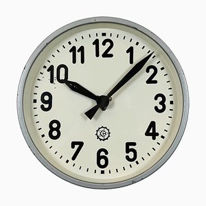 Industrial Grey Factory Wall Clock from Chronotechna, 1950s-CGF-1718281