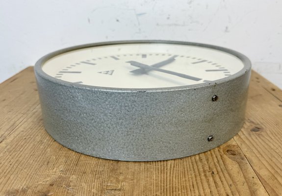 Industrial Grey Factory Wall Clock from Pragotron, 1960s-CGF-1767488