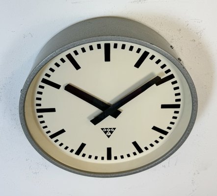 Industrial Grey Factory Wall Clock from Pragotron, 1960s-CGF-1767488