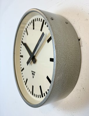 Industrial Grey Factory Wall Clock from Pragotron, 1960s-CGF-1767488