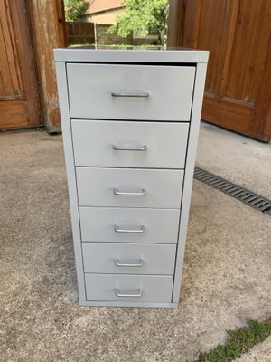 Industrial Grey Metal Chest of Drawers, 1980s-OXJ-1328204