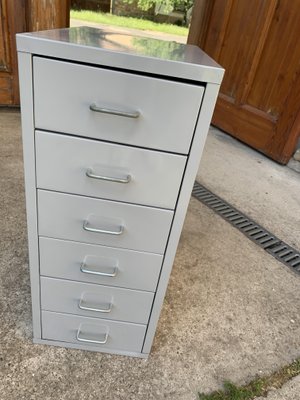 Industrial Grey Metal Chest of Drawers, 1980s-OXJ-1328204