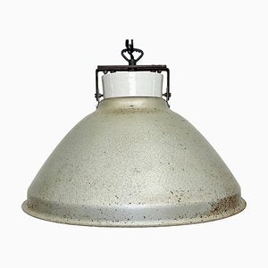 Industrial Grey Metal Factory Suspension Lamp, 1960s-CGF-1703758