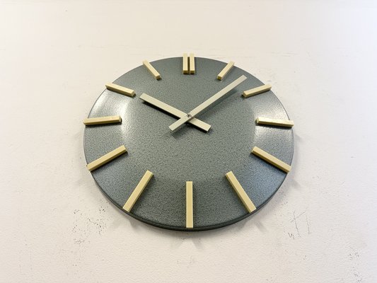 Industrial Grey Office Wall Clock from Pragotron, 1970s-CGF-1733991