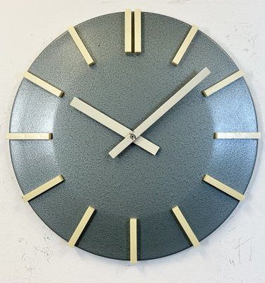 Industrial Grey Office Wall Clock from Pragotron, 1970s-CGF-1733991