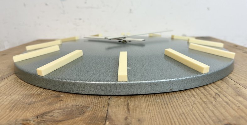 Industrial Grey Office Wall Clock from Pragotron, 1970s-CGF-1733991