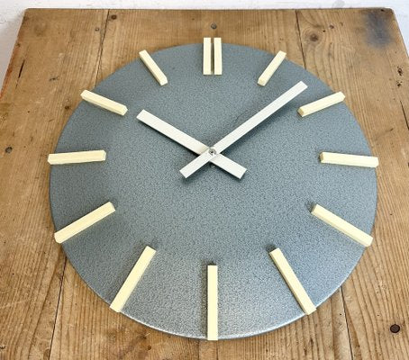 Industrial Grey Office Wall Clock from Pragotron, 1970s-CGF-1733991